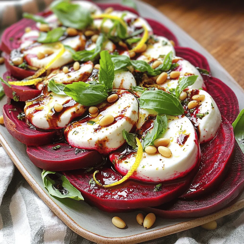 Für einen leckeren Rote Beete Caprese Salat brauchst du frische, einfache Zutaten. Hier sind die Hauptzutaten: