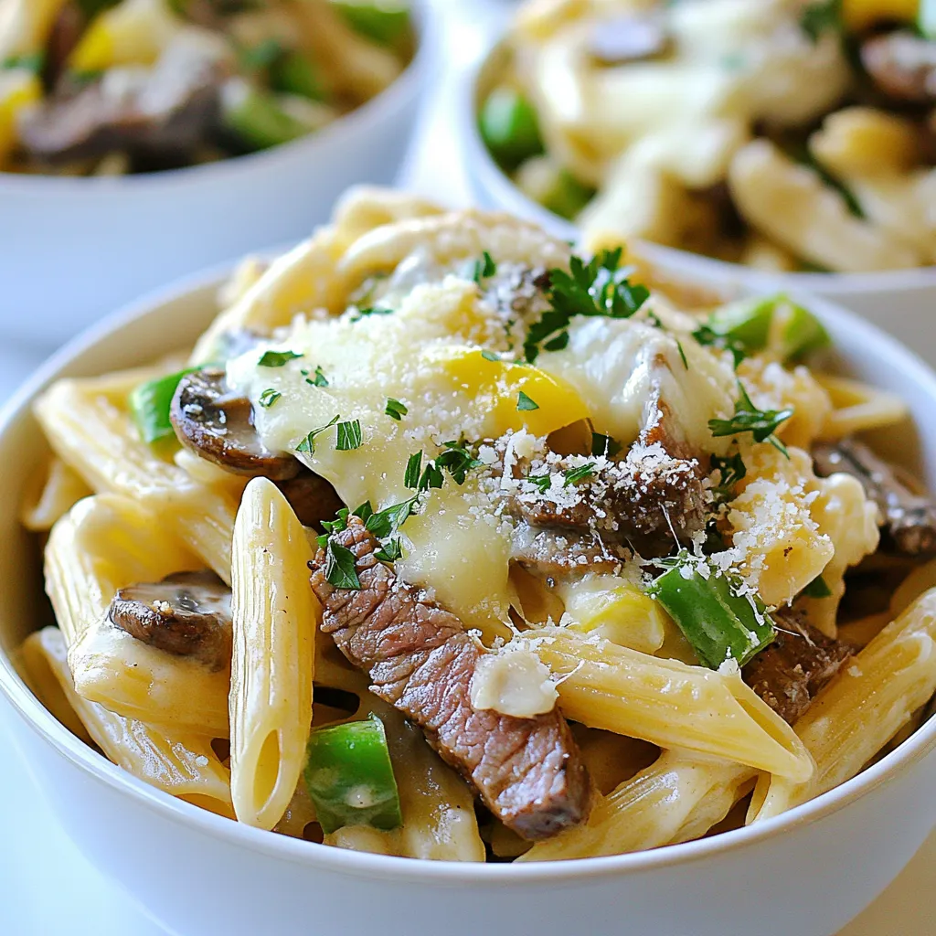 Philly Cheesesteak Pasta Skillet Schnelles und Schmackhaftes