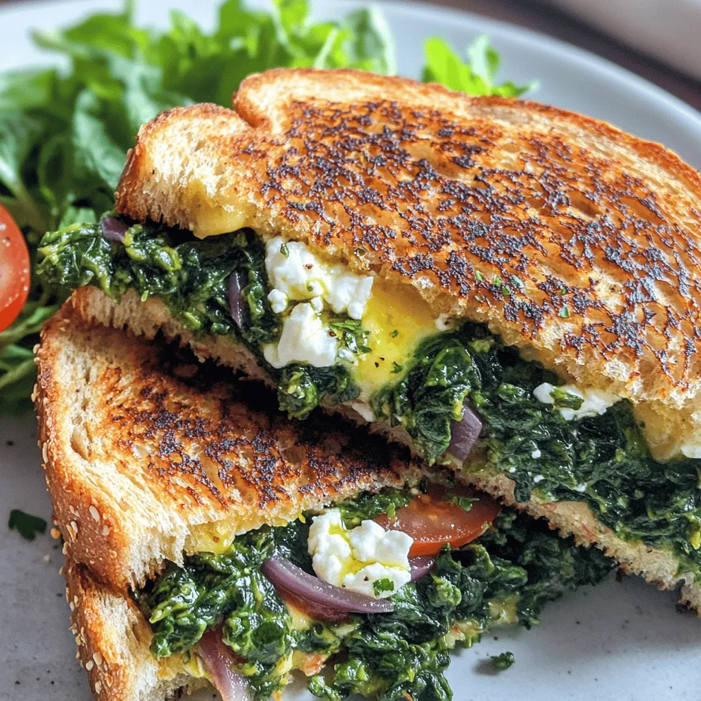 - 4 Scheiben Vollkornbrot - 200g frischer Spinat - 150g Feta-Käse, zerbröselt