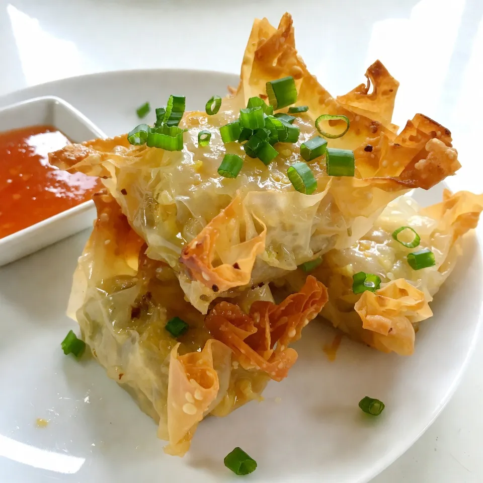 Crispy Rice Paper Crab Rangoons Köstlicher Snack