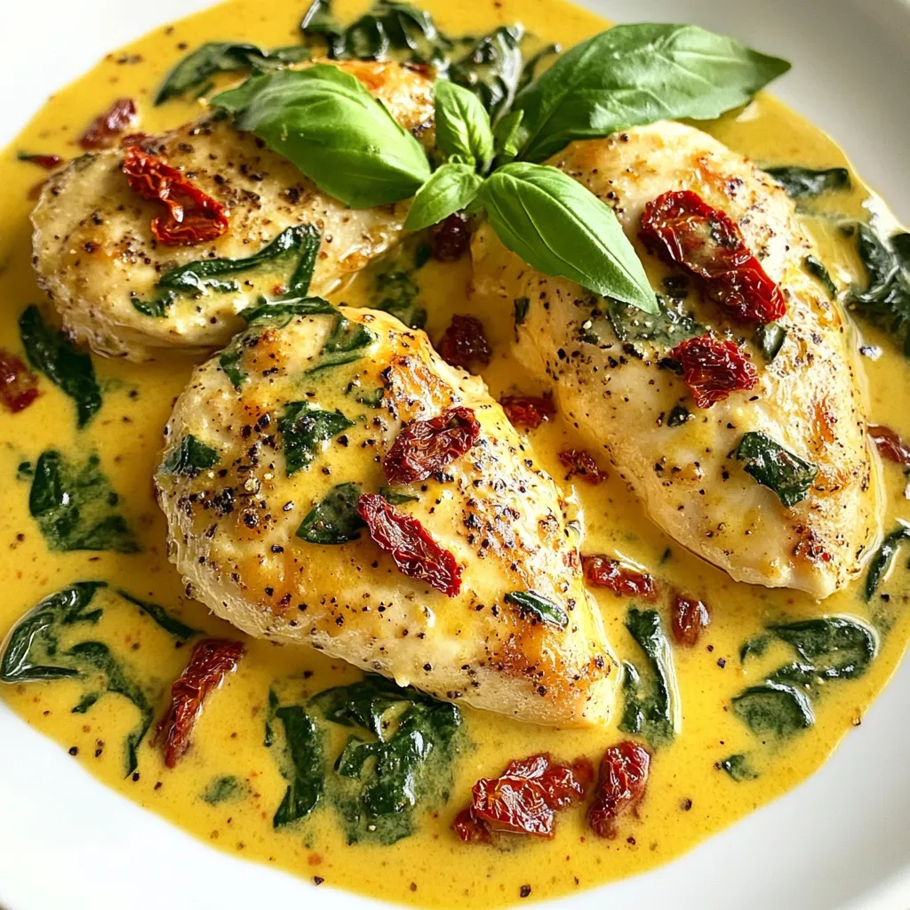 Sonnentrocknete Tomaten Spinat Hähnchen Rezept lecker