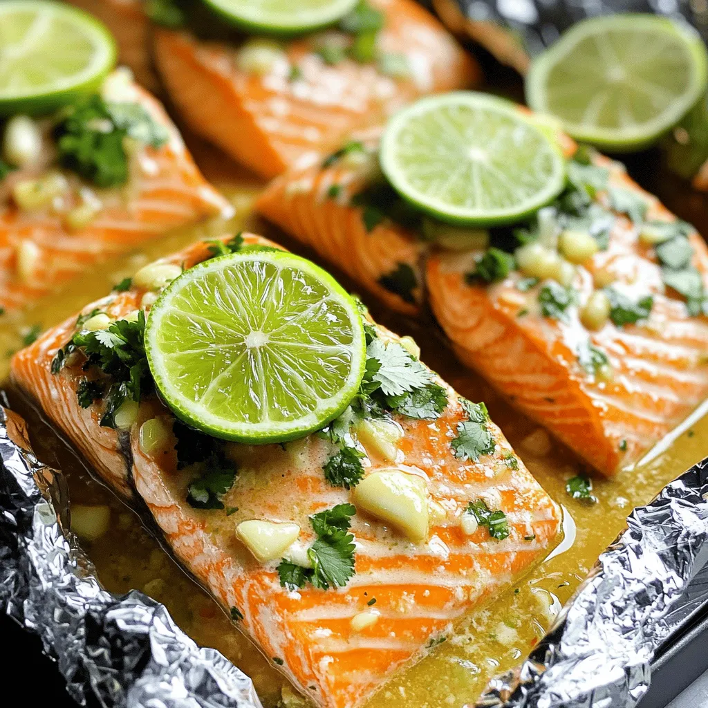 Knoblauchbutter Limette Koriander Lachs-Pakete Rezept