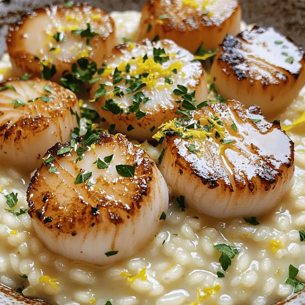 Parmesan Risotto mit Zitronenbutter-Jakobsmuscheln