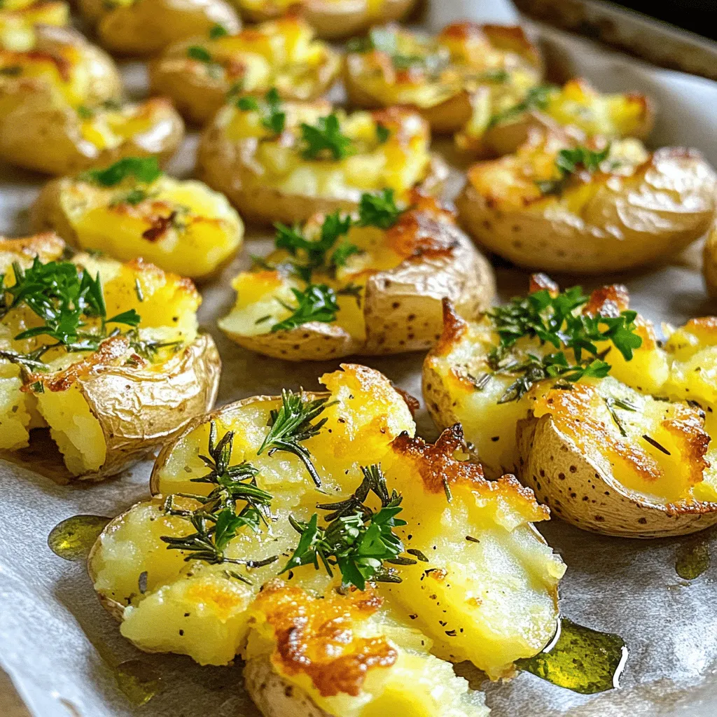 Knusprige zerschlagene Kartoffeln für jedes Gericht