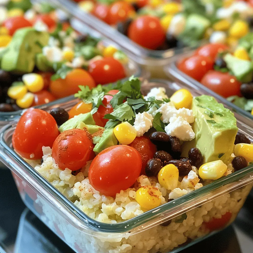 Für eine leckere Blumenkohl-Reis-Bowl brauchen Sie einige einfache Zutaten. Sie benötigen: - 1 mittelgroßer Blumenkohl, zu Reis verarbeitet (ca. 4 Tassen) - 1 Esslöffel Olivenöl - 1 Teelöffel Knoblauchpulver - 1 Teelöffel gemahlener Kreuzkümmel - 1 Teelöffel Paprika - Salz und Pfeffer nach Geschmack - 1 Tasse Kirschtomaten, halbiert - 1 Dose (15 oz) schwarze Bohnen, abgespült und abgetropft - 1 Tasse Maiskörner (frisch, aus der Dose oder gefroren) - 1 Avocado, gewürfelt - 1/4 Tasse frischer Koriander, gehackt - 1 Limette, ausgepresst Diese Zutaten bringen Farbe und Geschmack in Ihre Bowl. Gewürze sind das Geheimnis guter Gerichte. Hier sind die besten Gewürze für Ihre Blumenkohl-Reis-Bowl: - Knoblauchpulver verleiht einen tollen Geschmack. - Gemahlener Kreuzkümmel bringt Wärme und Tiefe. - Paprika gibt eine süße Note. Diese Gewürze heben den Blumenkohl-Reis hervor. Sie können auch frische Kräuter wie Koriander hinzufügen. Das macht die Bowl frisch und aromatisch. Toppings machen die Bowl noch besser! Hier sind einige tolle Optionen: - Zerbröckelter Feta-Käse für einen salzigen Kick. - Geriebener Käse nach Wahl für Cremigkeit. - Gehackte Nüsse oder Samen für einen Crunch. Diese Toppings lassen sich leicht hinzufügen. Sie bringen Textur und zusätzliche Aromen in Ihre Blumenkohl-Reis-Bowl.Um den Blumenkohlreis zuzubereiten, nehmen Sie einen mittelgroßen Blumenkohl. Entfernen Sie zuerst die grünen Blätter und den Strunk. Schneiden Sie den Blumenkohl in kleine Röschen. Dann reiben Sie die Röschen in einer Küchenmaschine, bis sie die Größe von Reis haben. Achten Sie darauf, nicht zu lange zu pürieren. Sie wollen eine grobe Konsistenz, keine Paste. Erhitzen Sie in einer großen Pfanne einen Esslöffel Olivenöl bei mittlerer Hitze. Fügen Sie den Blumenkohlreis hinzu, zusammen mit einem Teelöffel Knoblauchpulver, einem Teelöffel gemahlenem Kreuzkümmel und einem Teelöffel Paprika. Braten Sie die Mischung für etwa 5 bis 7 Minuten an. Der Blumenkohl sollte zart sein, aber nicht matschig. Schmecken Sie alles mit Salz und Pfeffer ab. Während der Blumenkohl kocht, bereiten Sie die anderen Zutaten vor. In einer separaten Schüssel kombinieren Sie eine Tasse halbierte Kirschtomaten, eine Dose schwarze Bohnen, eine Tasse Maiskörner und eine gewürfelte Avocado. Fügen Sie 1/4 Tasse gehackten Koriander hinzu. Beträufeln Sie die Mischung mit Limettensaft. Mischen Sie alles vorsichtig. Wenn der Blumenkohlreis fertig ist, schichten Sie ihn in Servierschalen. Geben Sie die bunte Gemüsemischung darauf. Wenn Sie möchten, streuen Sie zerbröckelten Feta-Käse oder geriebenen Käse darüber. Servieren Sie die Bowl sofort. Für das gesamte Rezept und weitere Details, schauen Sie sich die Blumenkohl-Reis-Bowl-Delight an. Um Blumenkohl-Reis gut zu machen, wählen Sie einen frischen Blumenkohl. Entfernen Sie die Blätter und den Strunk. Dann zerkleinern Sie die Röschen in einer Küchenmaschine. Achten Sie darauf, dass die Stücke nicht zu klein werden. Sie sollten die Größe von Reiskörnern haben. Kochen Sie ihn in einer Pfanne mit Olivenöl. Fügen Sie die Gewürze hinzu, um den Geschmack zu verbessern. Braten Sie den Reis bei mittlerer Hitze für 5 bis 7 Minuten, bis er zart ist. Um die Textur und den Geschmack zu verbessern, probieren Sie verschiedene Gewürze aus. Zum Beispiel, fügen Sie etwas Chili-Pulver für eine scharfe Note hinzu. Für mehr Frische können Sie Zitronen- oder Limettensaft verwenden. Auch Kräuter wie Petersilie oder Dill passen gut. Um die Konsistenz zu verbessern, können Sie den Blumenkohl-Reis in einer Pfanne leicht anrösten. Dies gibt ihm einen nussigen Geschmack. Meal Prepping macht das Kochen einfacher. Bereiten Sie den Blumenkohl-Reis im Voraus vor. Lagern Sie ihn in einem luftdichten Behälter im Kühlschrank. So bleibt er frisch. Sie können auch die Gemüsemischung im Voraus zubereiten und getrennt aufbewahren. So sind Sie bereit, Ihre Blumenkohl-Reis-Bowl schnell zusammenzustellen. Denken Sie daran, beim Erwärmen den Reis nicht zu überkochen. So bleibt er lecker und knackig. Nutzen Sie diese Tipps, um die Blumenkohl-Reis-Bowl perfekt zu machen! Für das vollständige Rezept schauen Sie sich die Blumenkohl-Reis-Bowl-Delight an. {{image_4}} Ich liebe es, mit verschiedenen Gemüsesorten zu experimentieren. Du kannst die Blumenkohl-Reis-Bowl leicht anpassen. Füge zum Beispiel Zucchini, Paprika oder Spinat hinzu. Diese Gemüse bringen Farbe und Nährstoffe. Ein wenig frischer Brokkoli gibt einen knackigen Biss. Wenn du es schärfer magst, probiere Jalapeños oder rote Pfefferflocken. Für mehr Protein kannst du Hühnchen oder Garnelen hinzufügen. Einfach anbraten und über die Bowl legen. Wenn du es vegetarisch magst, empfehle ich Kichererbsen oder Tofu. Kichererbsen sind lecker und gesund. Sie bringen eine schöne Textur. Auch Quinoa passt gut in die Bowl. Er ist voll von Nährstoffen und sorgt für einen guten Biss. Die Blumenkohl-Reis-Bowl ist sehr anpassbar. Im Frühling kannst du Spargel oder Erbsen verwenden. Im Sommer sind frische Tomaten und Gurken toll. Im Herbst sind Kürbis und Süßkartoffeln eine gute Wahl. Im Winter sind Wurzelgemüse wie Karotten und Pastinaken perfekt. Achte immer auf frische, saisonale Produkte. Sie schmecken besser und sind oft günstiger.Um die Blumenkohl-Reis-Bowl frisch zu halten, bewahre sie in einem luftdichten Behälter auf. Stelle sicher, dass der Behälter sauber ist. Lagere die Bowl im Kühlschrank. So bleibt der Blumenkohl knackig und das Gemüse frisch. Die Reste einer Blumenkohl-Reis-Bowl sind im Kühlschrank etwa 3 bis 4 Tage haltbar. Achte darauf, die Bowl schnell in den Kühlschrank zu stellen, nachdem du sie gegessen hast. So vermeidest du, dass sich Bakterien bilden. Wenn du die Blumenkohl-Reis-Bowl aufwärmst, verwende die Mikrowelle oder eine Pfanne. Bei der Mikrowelle stelle die Leistung auf mittel und decke die Bowl ab. So bleibt die Feuchtigkeit erhalten. In der Pfanne erhitze die Bowl bei mittlerer Hitze. Füge einen kleinen Spritzer Wasser hinzu, um ein Austrocknen zu vermeiden. Rühre regelmäßig um, bis alles heiß ist. So schmeckt die Bowl fast wie frisch zubereitet. Um Blumenkohl-Reis zu machen, nimm einen mittelgroßen Blumenkohl. Entferne die Blätter und den Strunk. Zerkleinere die Röschen in einer Küchenmaschine, bis sie wie Reiskörner aussehen. Erhitze dann Olivenöl in einer Pfanne. Füge den Blumenkohlreis, Knoblauchpulver, Kreuzkümmel und Paprika hinzu. Brate alles 5-7 Minuten, bis der Blumenkohl zart ist. Vergiss nicht, mit Salz und Pfeffer abzuschmecken. Blumenkohl-Reis hat viele Vorteile. Er ist kalorienarm und reich an Ballaststoffen. Dies hilft dir, dich länger satt zu fühlen. Blumenkohl enthält auch viele Vitamine, wie C und K. Zudem ist er voll von Antioxidantien, die gut für die Gesundheit sind. Er kann deine Verdauung fördern und dein Immunsystem stärken. Ja, du kannst Blumenkohl-Reis einfrieren. Lass ihn zuerst ganz abkühlen. Portioniere dann den Reis in luftdichte Behälter oder Gefrierbeutel. Achte darauf, die Luft herauszudrücken, um Gefrierbrand zu vermeiden. So bleibt der Blumenkohl-Reis bis zu drei Monate frisch. Wenn du ihn verwenden willst, tau ihn einfach im Kühlschrank auf und erwärme ihn in der Pfanne. Die Blumenkohl-Reis-Bowl ist einfach zuzubereiten und vollgepackt mit Geschmack. Wir haben die Hauptzutaten, Gewürze und optionale Toppings besprochen. Ich habe eine Schritt-für-Schritt-Anleitung gegeben und hilfreiche Tipps für die perfekte Zubereitung geteilt. Denken Sie daran, dass Variationen und saisonale Zutaten die Bowl spannend halten. Lagern und aufwärmen will gelernt sein. Mit diesen Infos können Sie Ihre Bowl schmackhaft und gesund genießen. Jetzt sind Sie bereit, eigene Kreationen auszuprobieren!