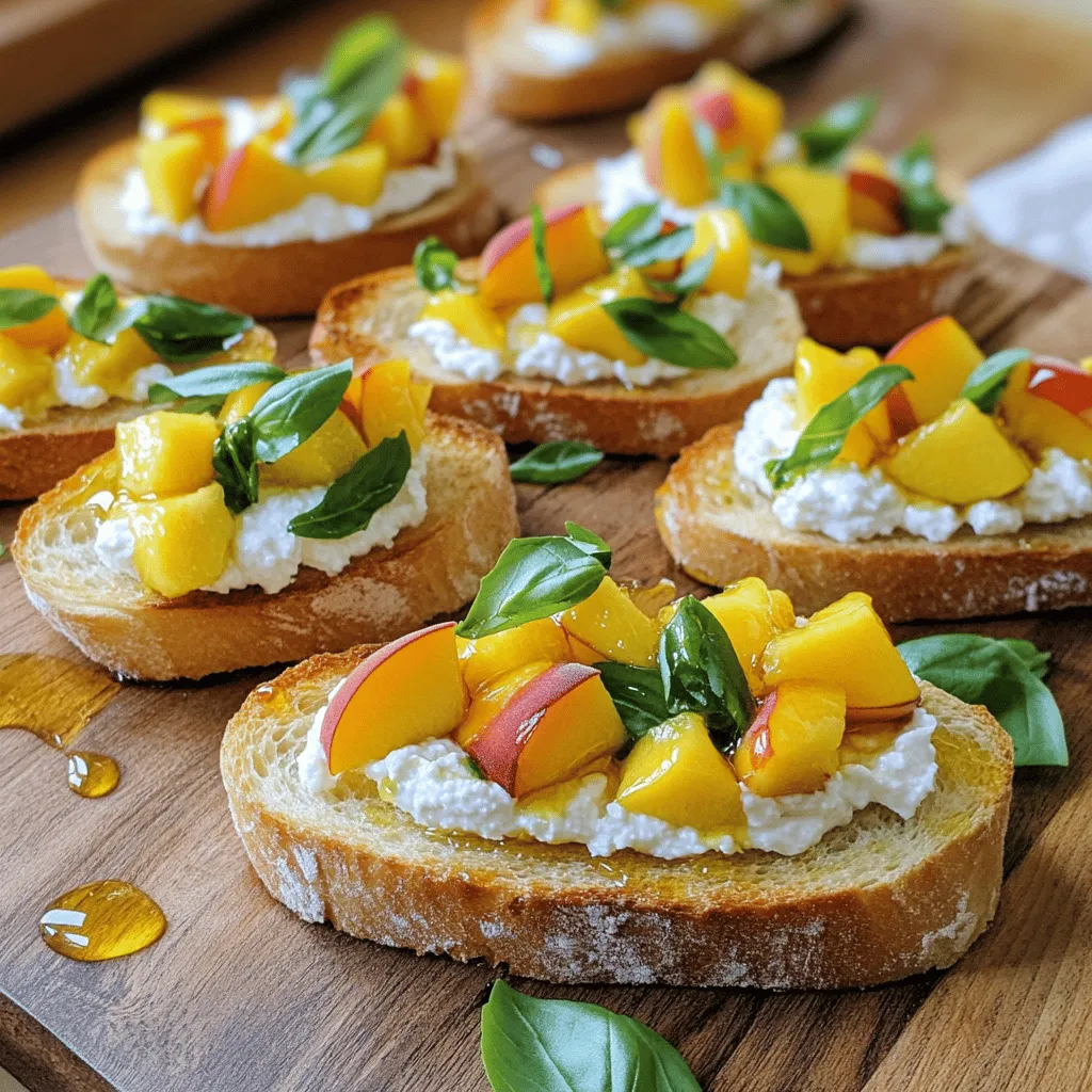 Peach Bruschetta with Whipped Ricotta Genussvoll Zubereitet
