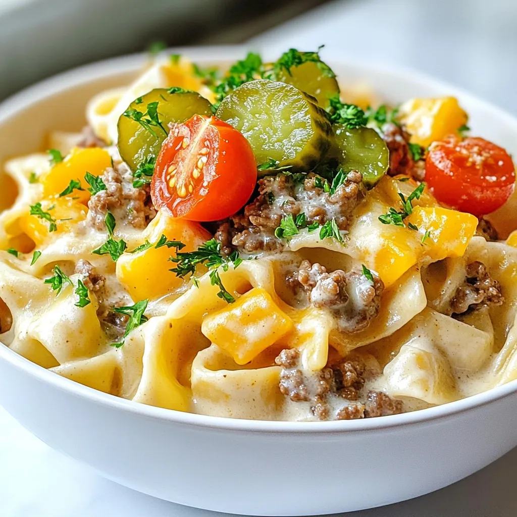Loaded Cheeseburger Alfredo Pasta Leckerer Genuss