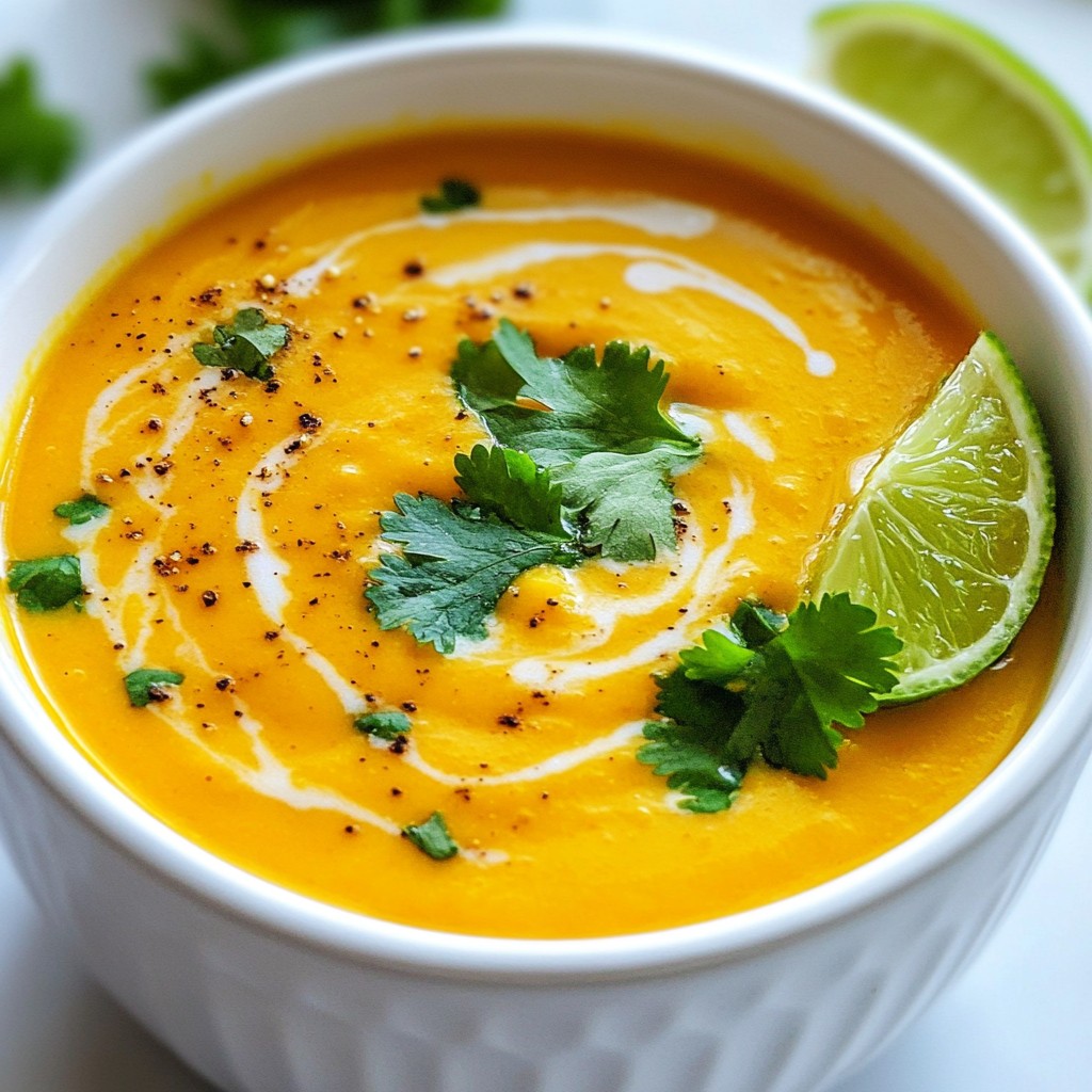 Cremeartige Karotten-Ingwer-Suppe mit Kokosnuss