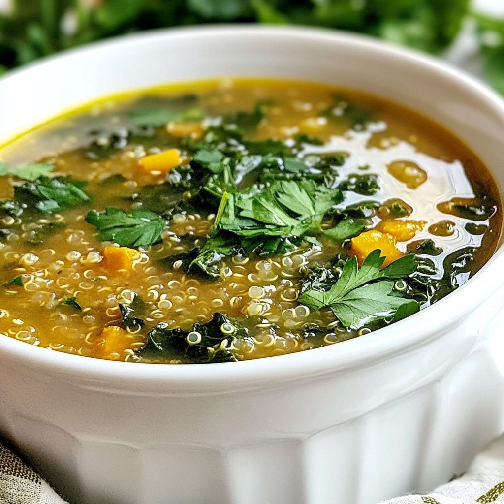 Gesunde Suppe Grünkohl und Quinoa Brühe Rezept