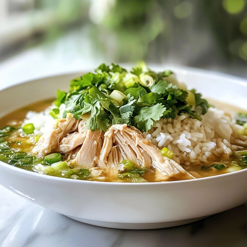 Ginger Scallion Chicken Soup mit Jasminreis genießen