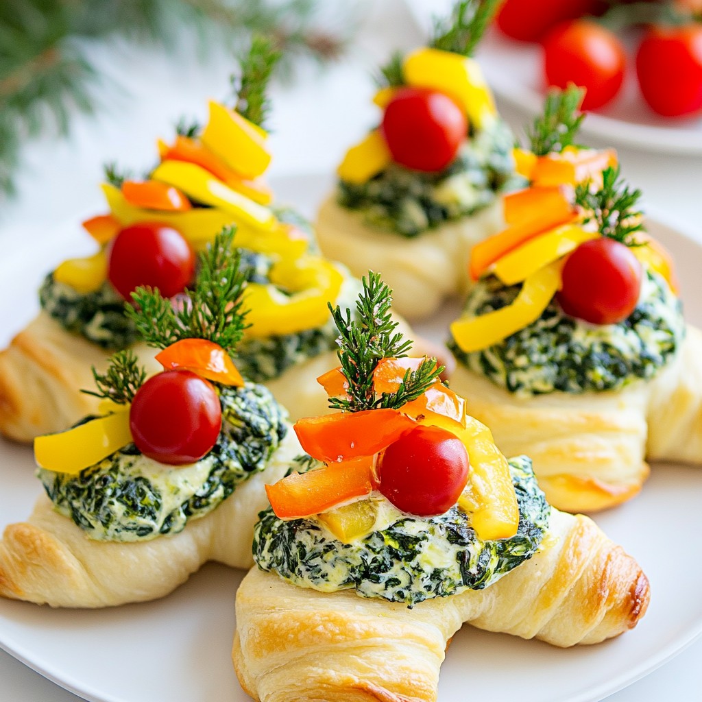 Mini Spinat Dip Croissant Bäume Köstliche Vorspeise