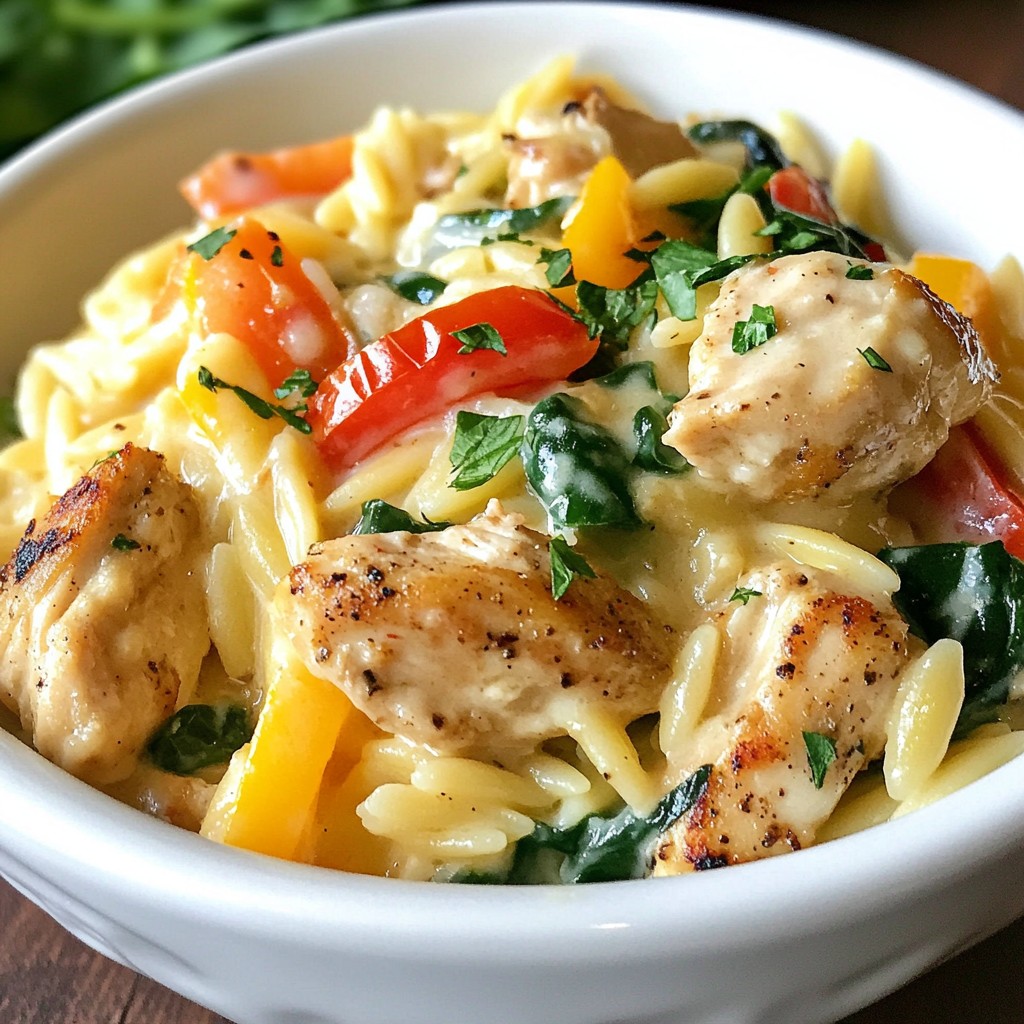 One-Pot Cajun Chicken Alfredo Orzo Sättigende Mahlzeit