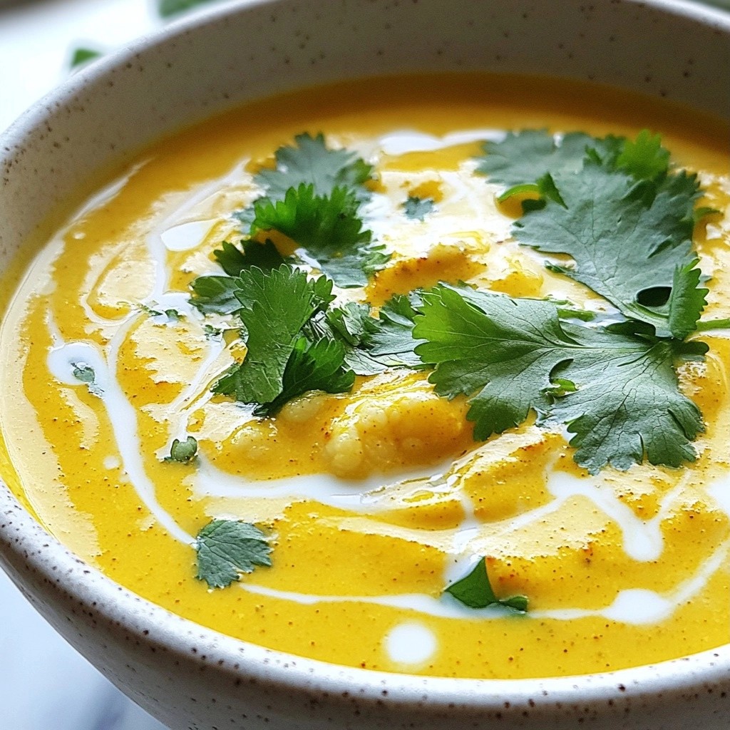 Cremige Blumenkohl- und Kurkuma-Suppe mit Kokos