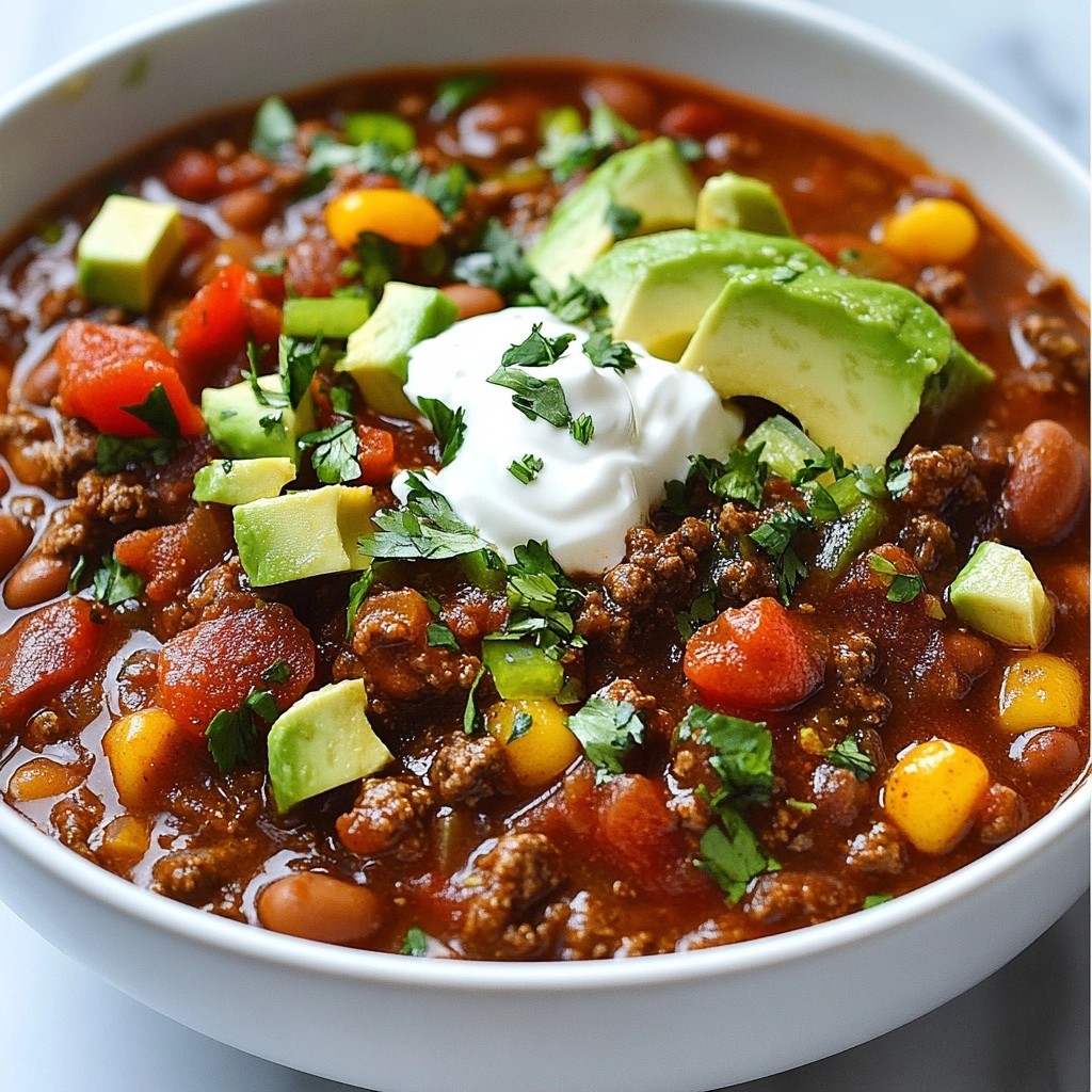 Spicy Beef and Pinto Bean Chili Einfaches Rezept