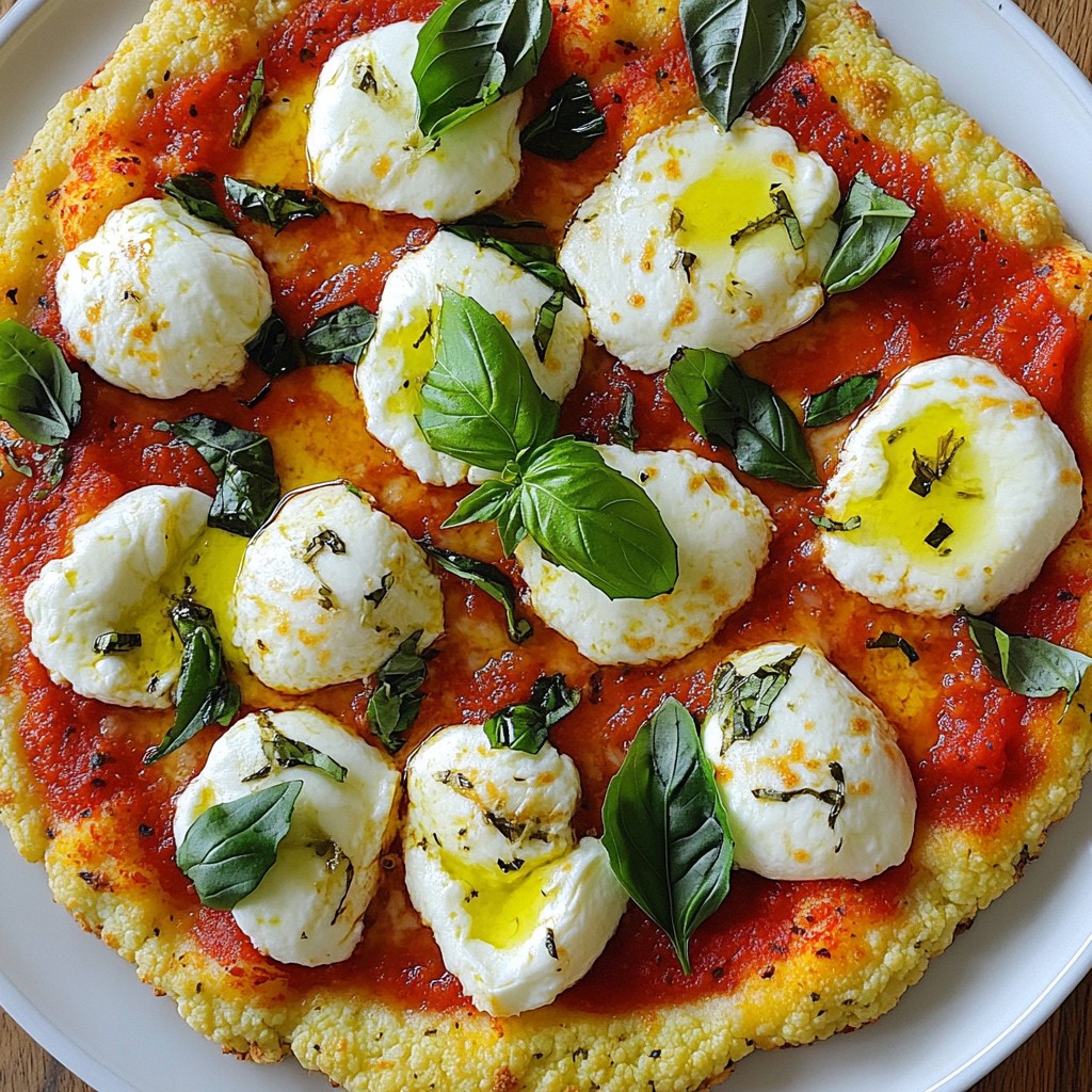 Blumenkohlboden Margherita Pizza Einfach und Lecker
