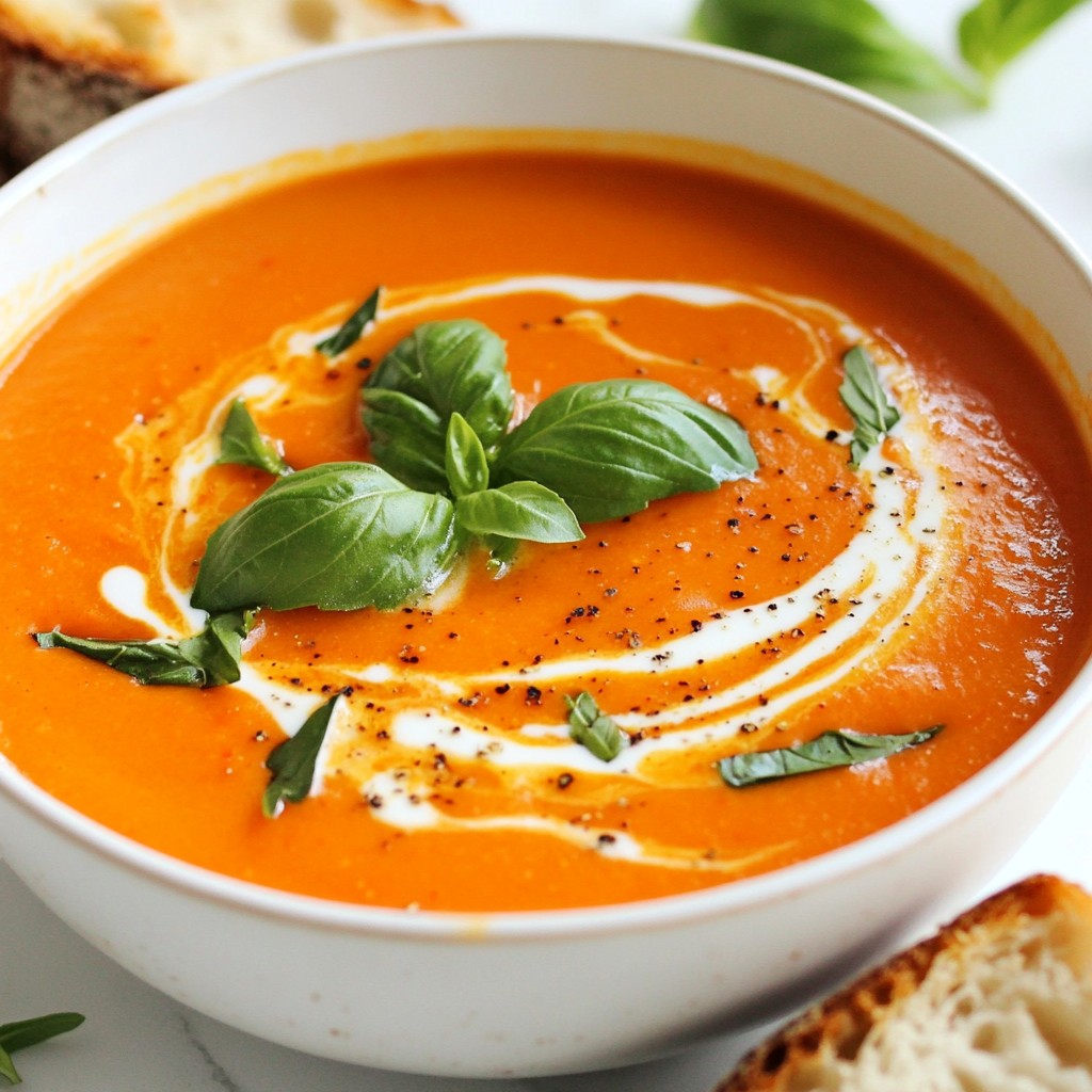 Cremige Suppe Roasted Red Pepper und Tomato Bisque