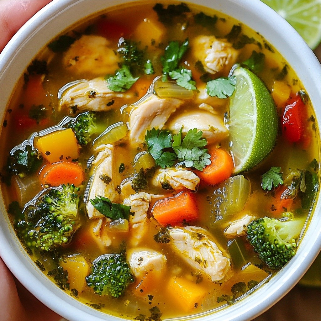 Würzige Ingwer-Limetten-Hühnchen-Suppe mit Gemüse