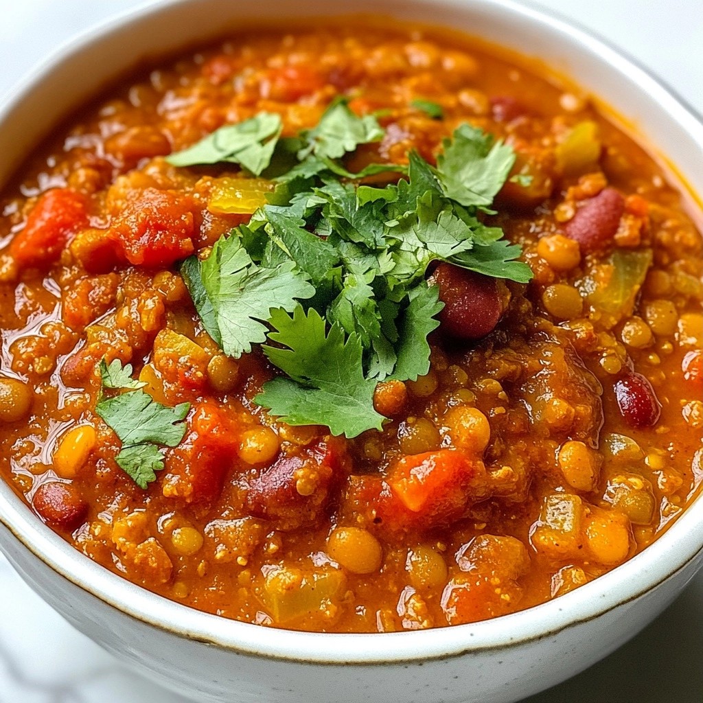 Smoky Red Lentil and Tomato Chili Köstliches Rezept