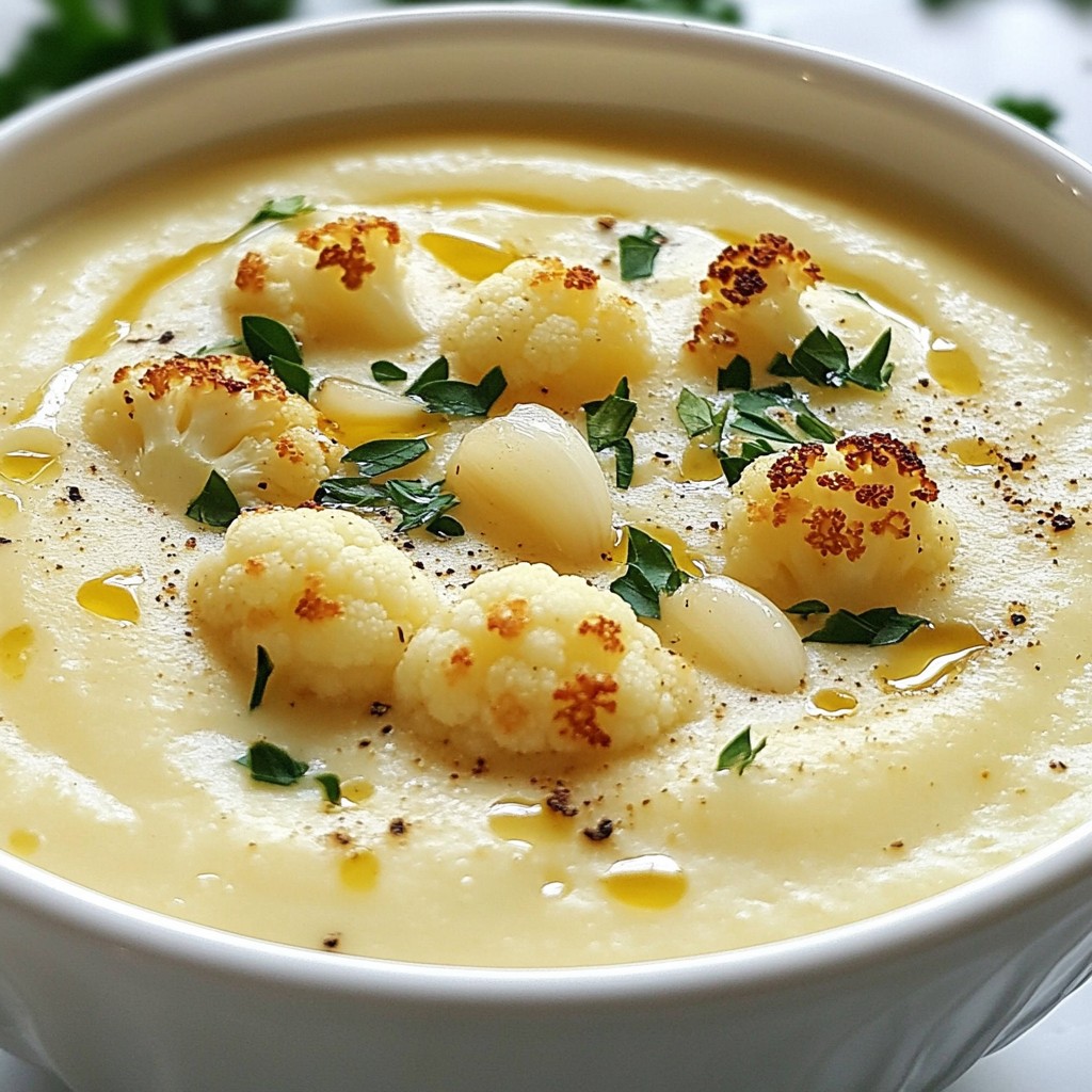 Creamy Soup Roasted Cauliflower with Garlic Genuss