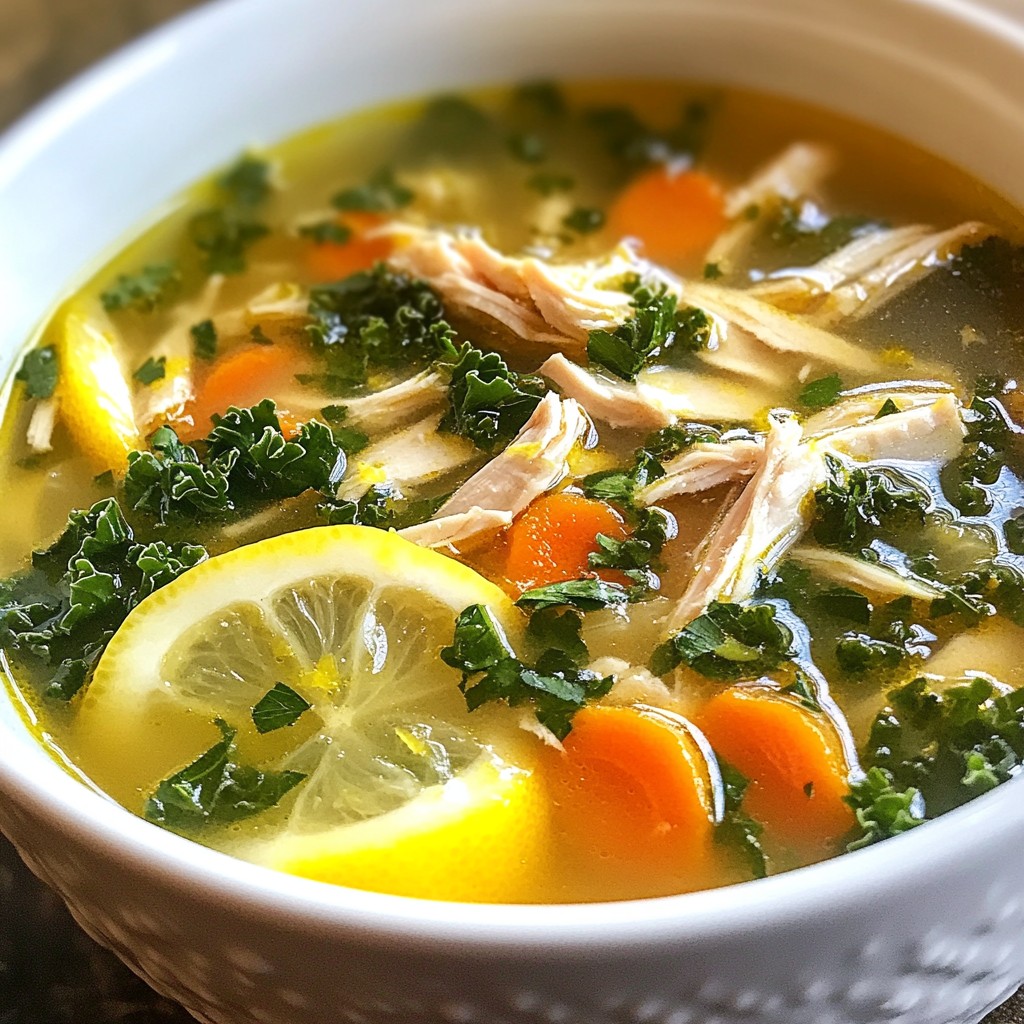 Lemon Chicken Soup with Kale Rezept für Genuss