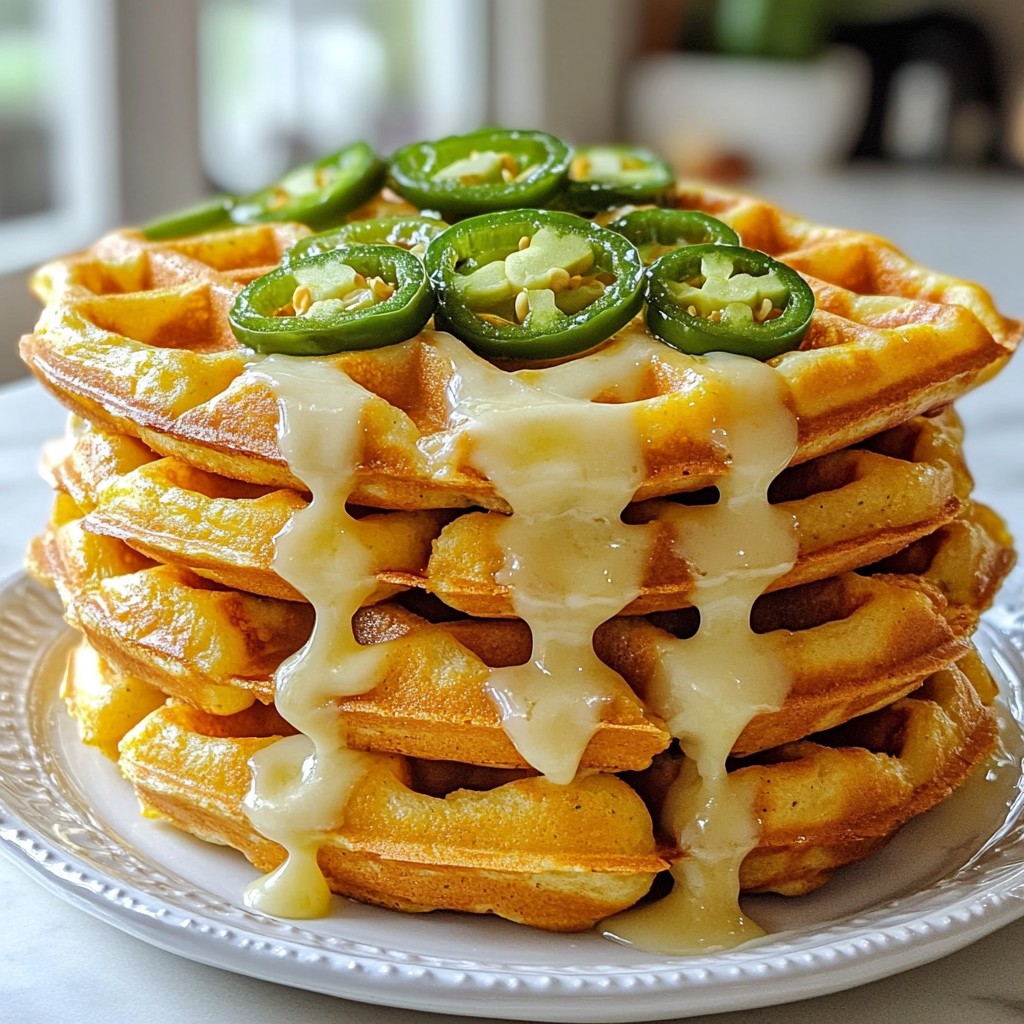Cheddar Jalapeño Cornbread Waffles Würziges Frühstück