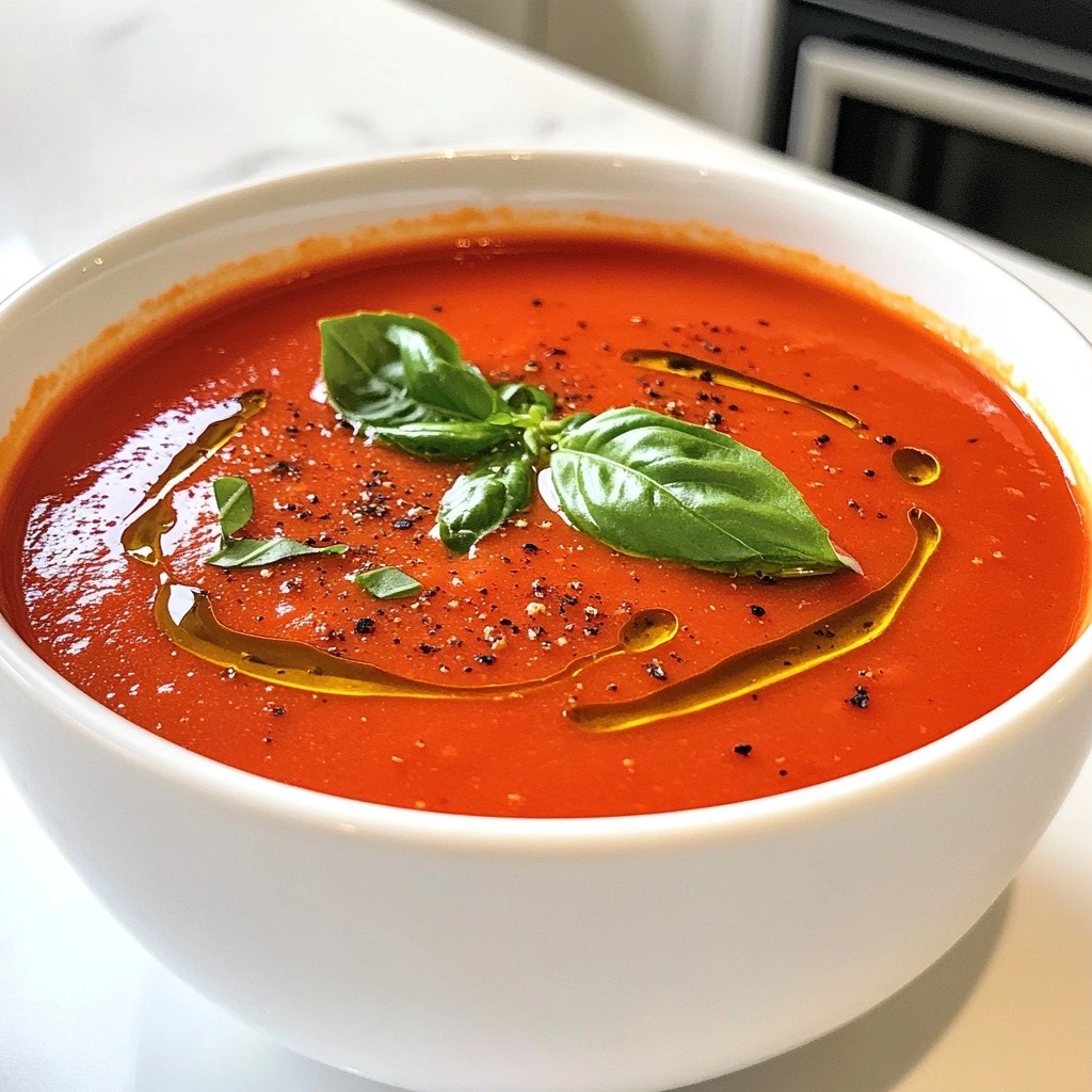 Gesunde Tomaten-Paprika-Suppe mit Basilikum genießen