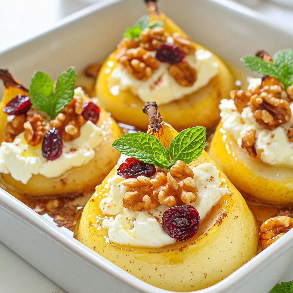 Baked Pears with Honey Feta and Cranberries Rezept