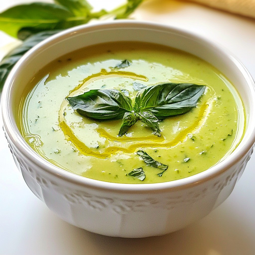 Cremige Suppe Zucchini und Basilikum Velouté Rezept