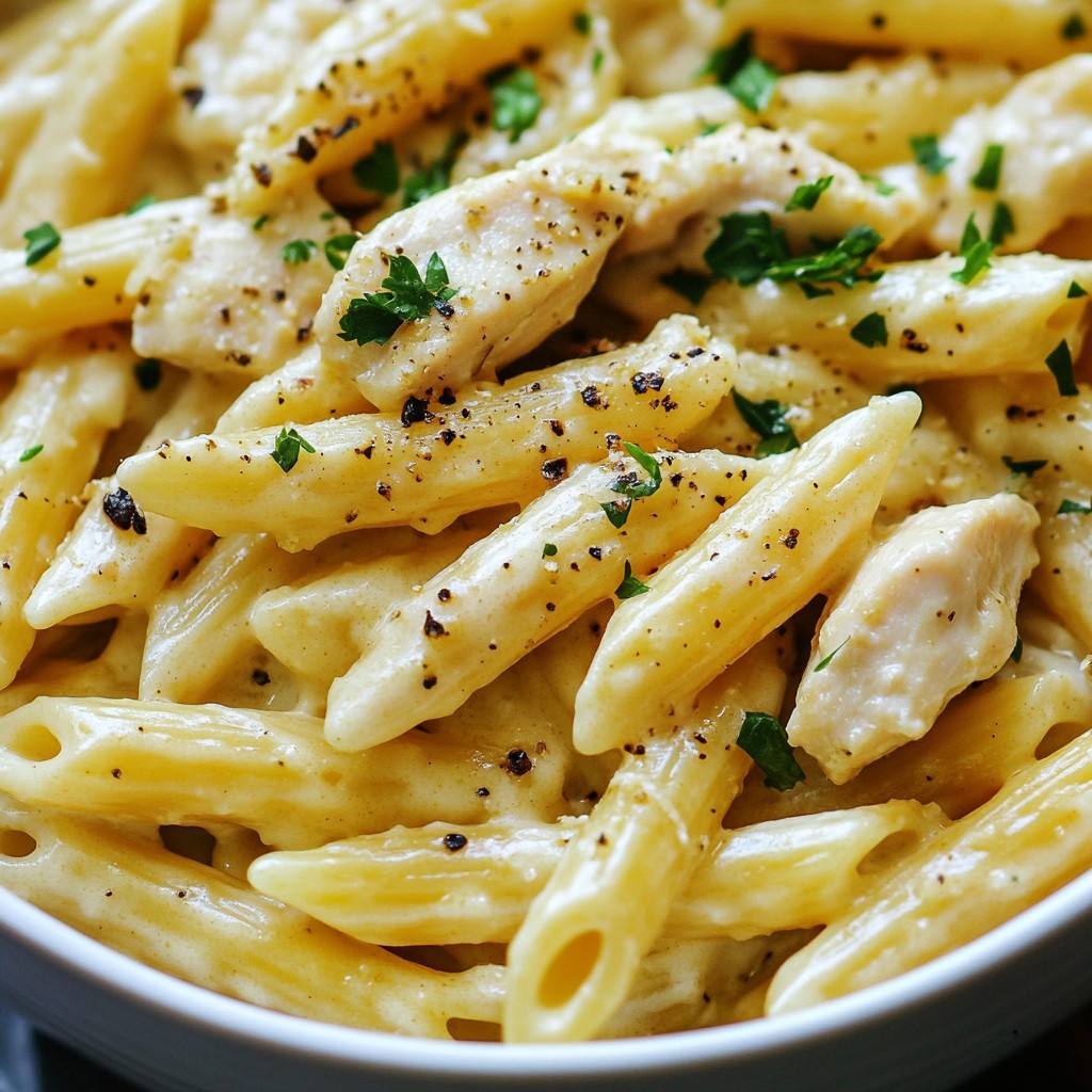 One Pot Knoblauch Parmesan Hühnchen Pasta Rezept