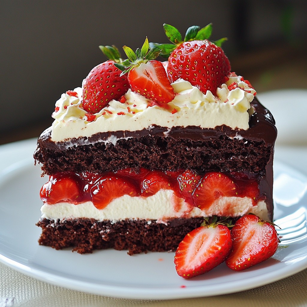 Leckerer Schokoladenkuchen mit Erdbeerfüllung