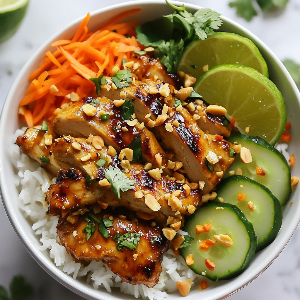 Chicken Satay Bowls mit frischen Zutaten zubereiten