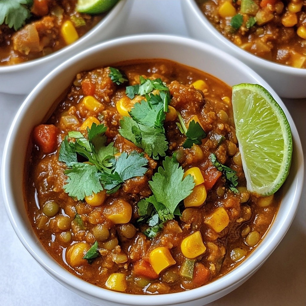 Spicy Green Lentil and Corn Chili Kraftvolle Mahlzeit