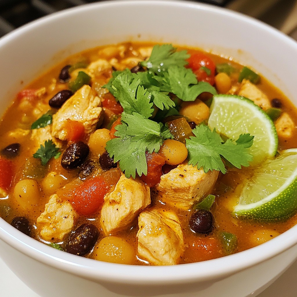 White Chicken and Black Bean Chili Köstlicher Genuss