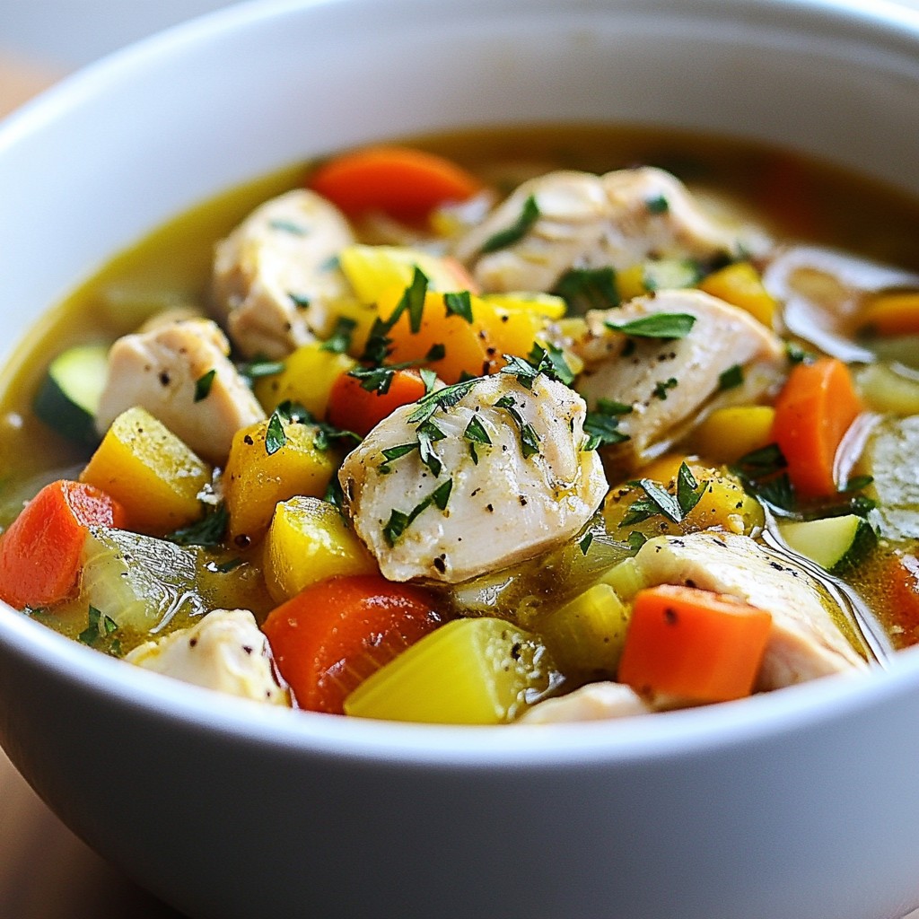 Hearty Chicken and Vegetable Stew Gesund und Sämig