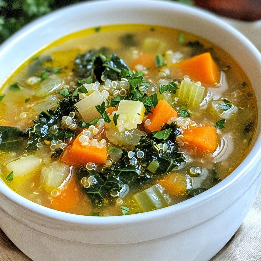 Nahrhafte Grünkohl- und Quinoa-Suppe einfach zubereiten