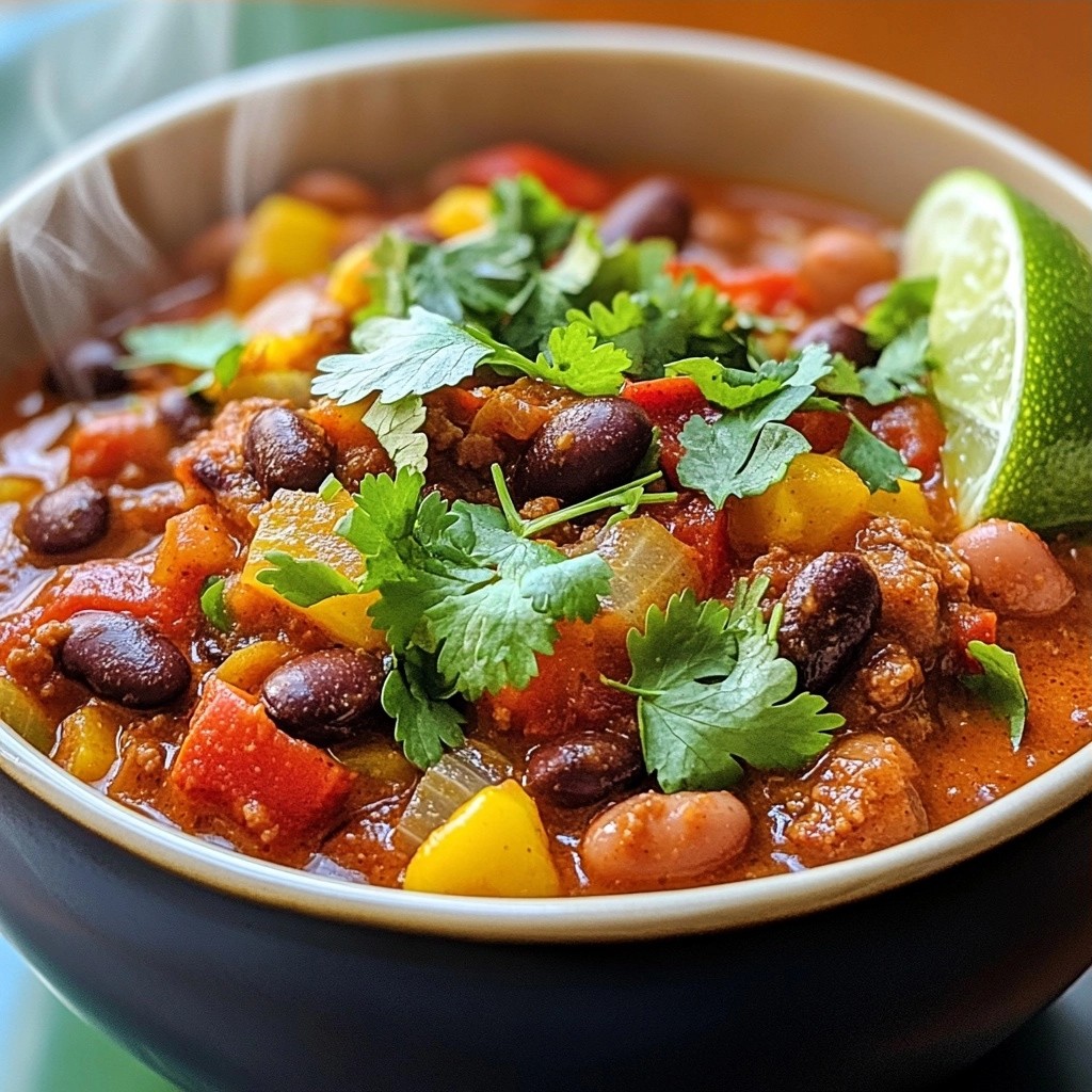 Scharfer Röstete rote Paprika und Bohnen Chili Genuss