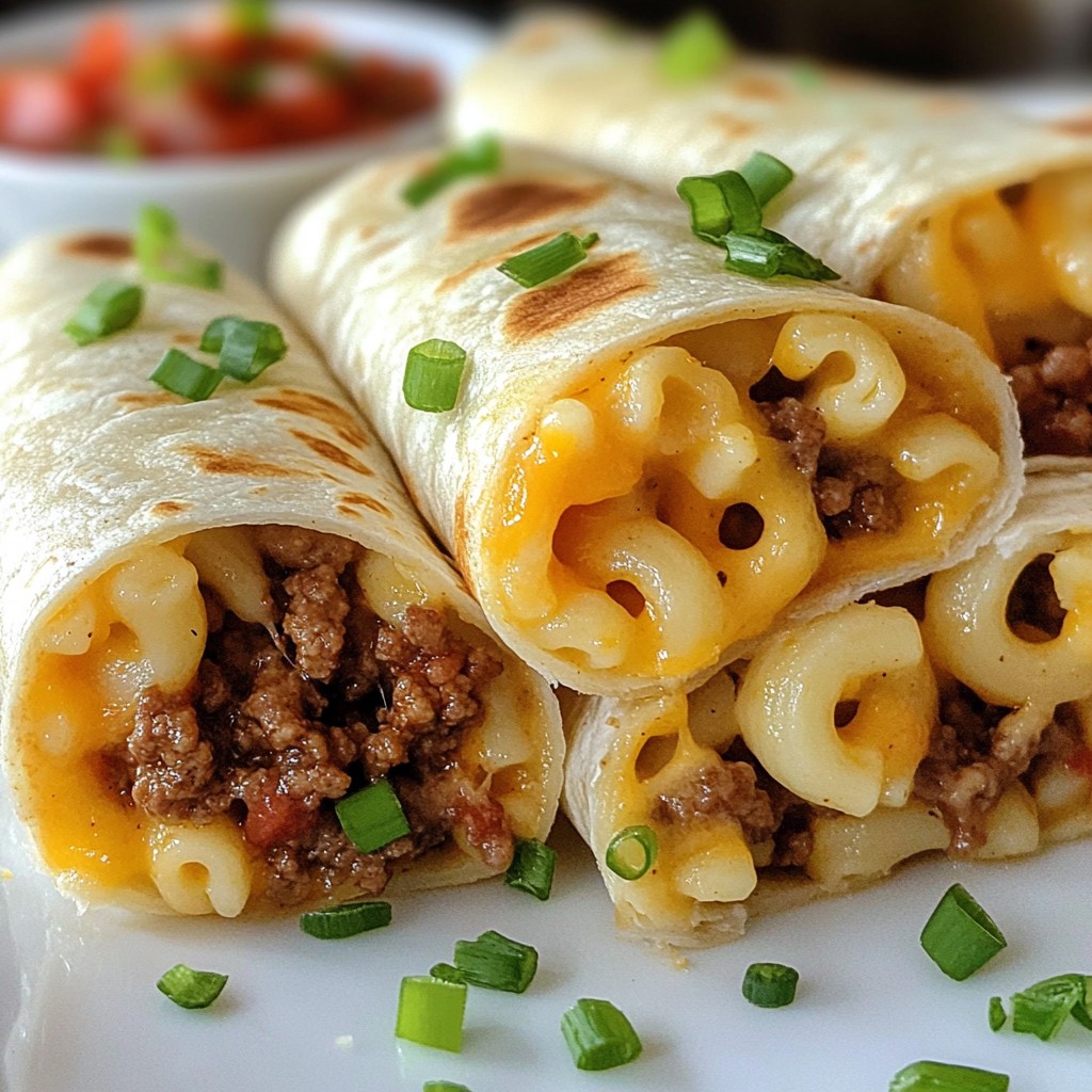 Mac and Cheese Beef Burritos Einfaches Rezept