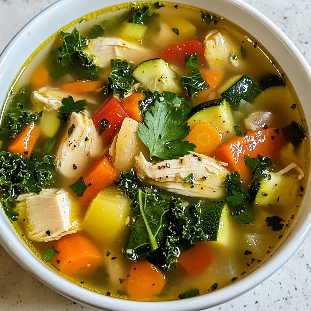Hühnersuppe mit Gemüse und Ingwer für die Gesundheit