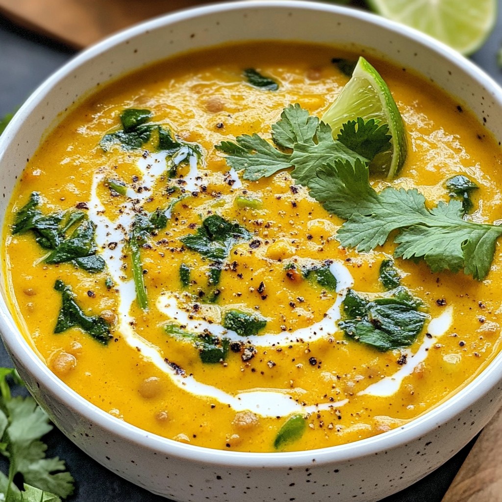 Creamy Soup Coconut Curry Lentil Soup Einfach und Köstlich