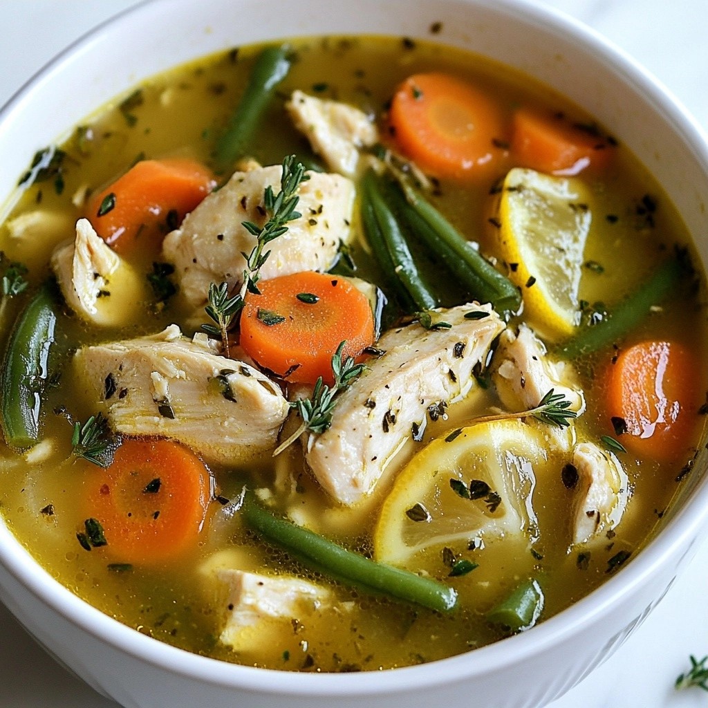 Hühnchensuppe mit Zitrone, Thymian und Gemüse Genuss