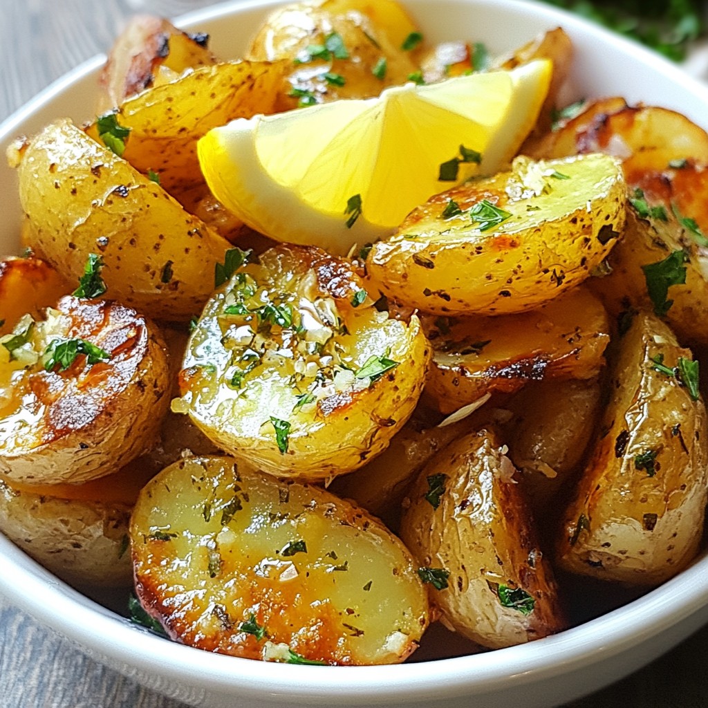 Knusprige Griechische Zitronenknoblauchkartoffeln