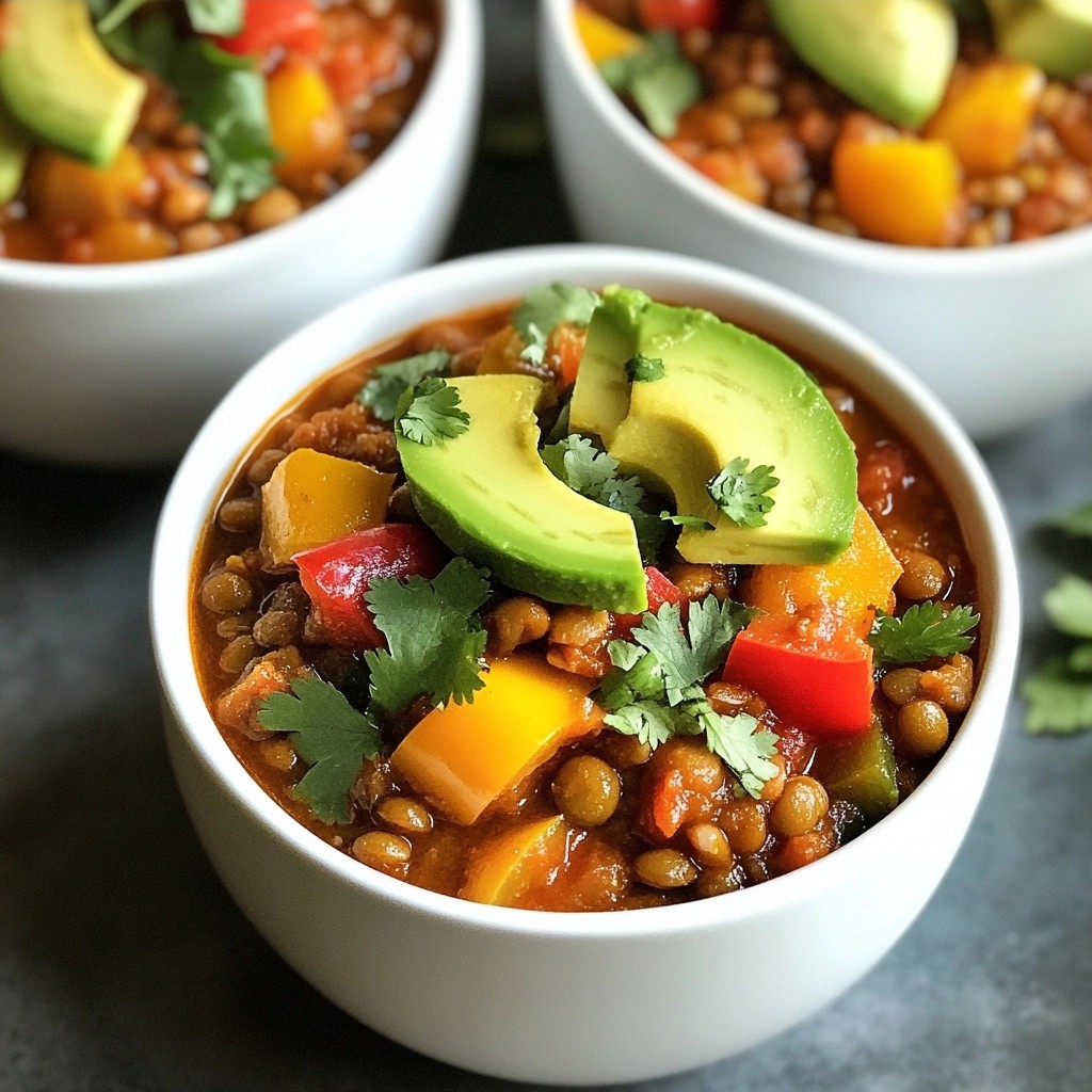 Spicy Chili mit Linsen und gerösteten Paprika