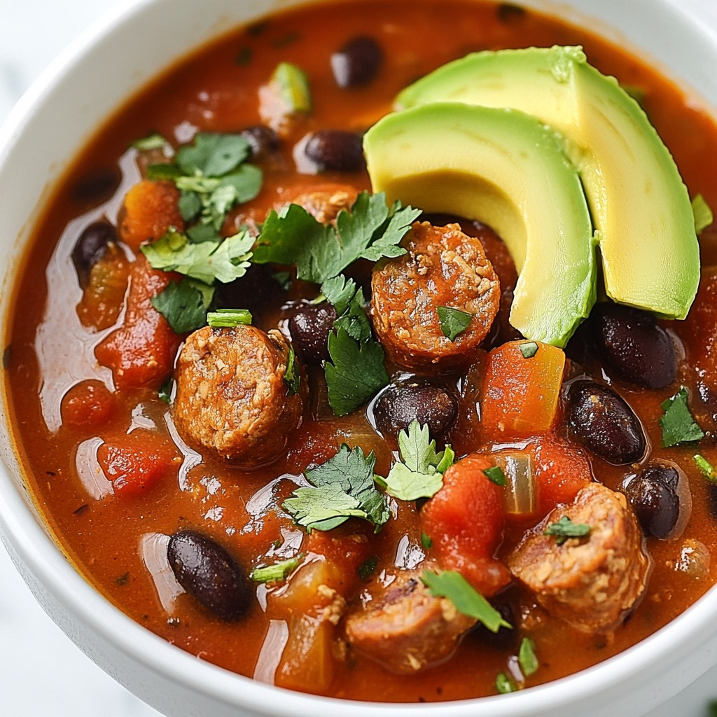 Leckeres Slow Cooker Sausage Black Bean Stew Rezept