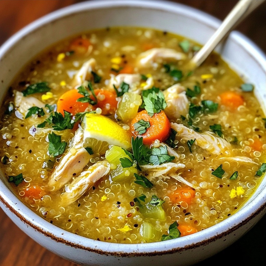 Savory Chicken and Quinoa Soup with Lemon Rezept
