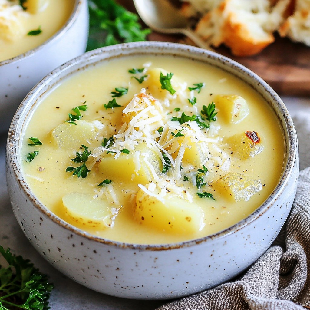 Cremige Suppe Knoblauch Parmesan Kartoffel-Bisque