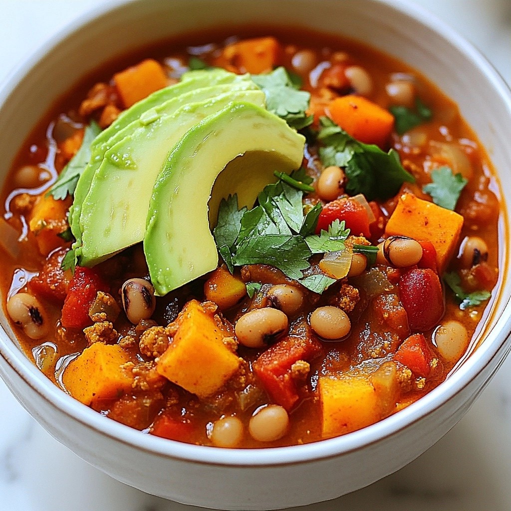 Smoky Sweet Potato and Black Eyed Pea Chili Genuss