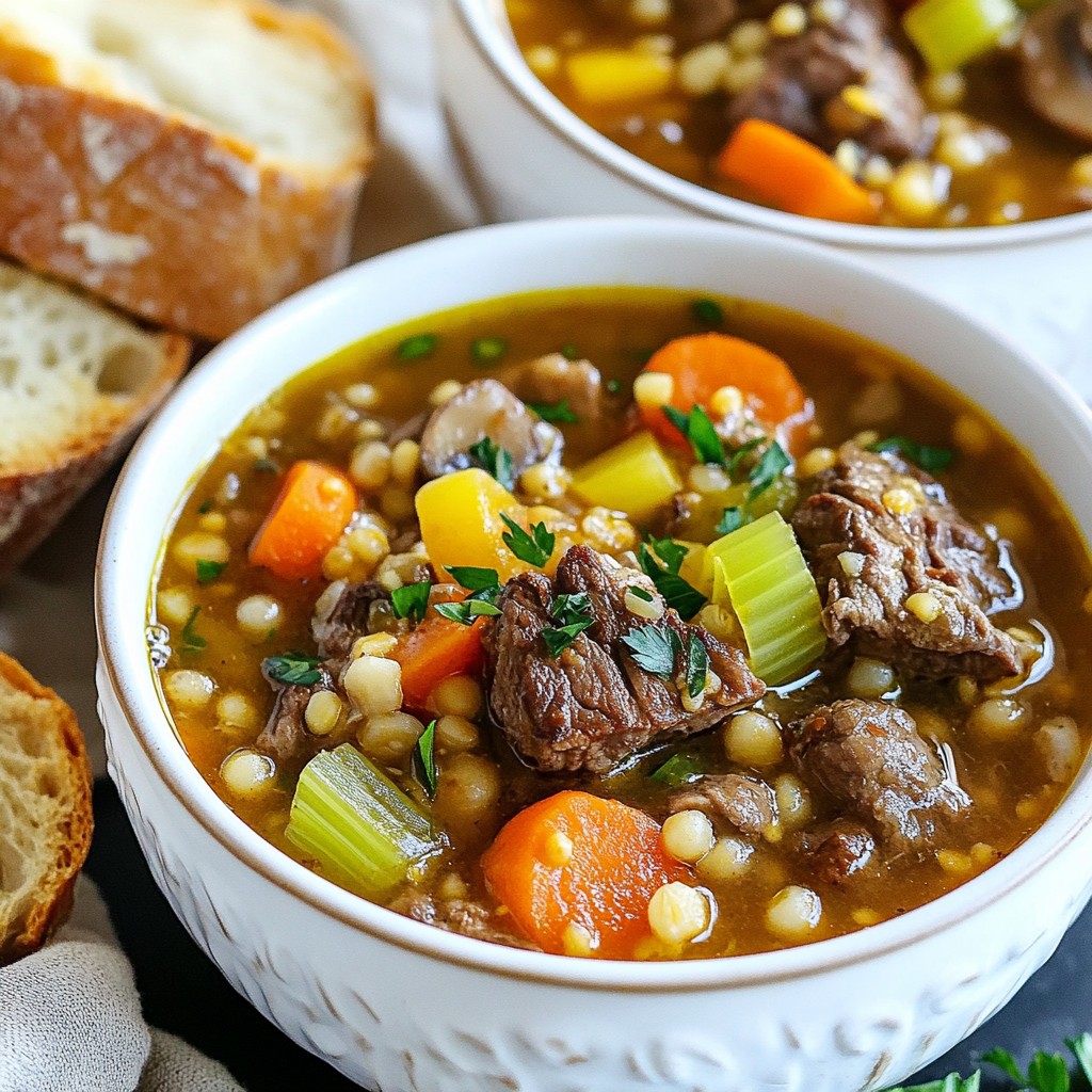 Herzhaftes Rindfleisch und Gersten Eintopf Rezept