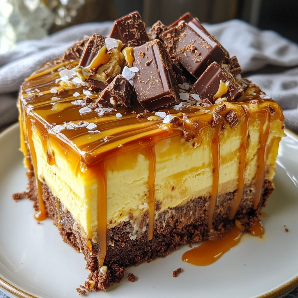 Schokoladiger No-Bake Twix Käsekuchen Leckerei