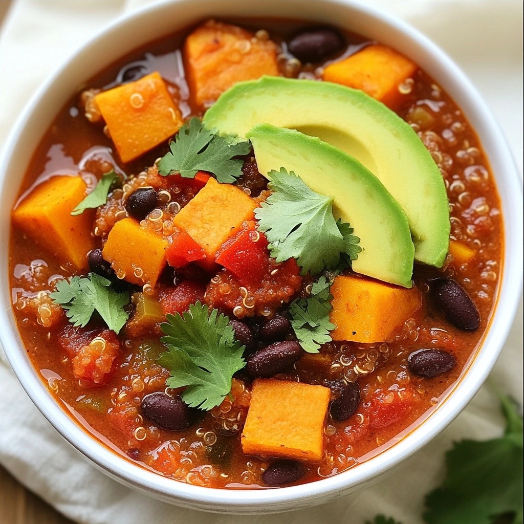 Spicy Vegetarian Quinoa und Sweet Potato Chili Rezept