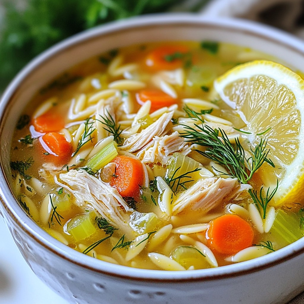Lemon Herb Chicken Soup with Orzo Lecker und Einfach